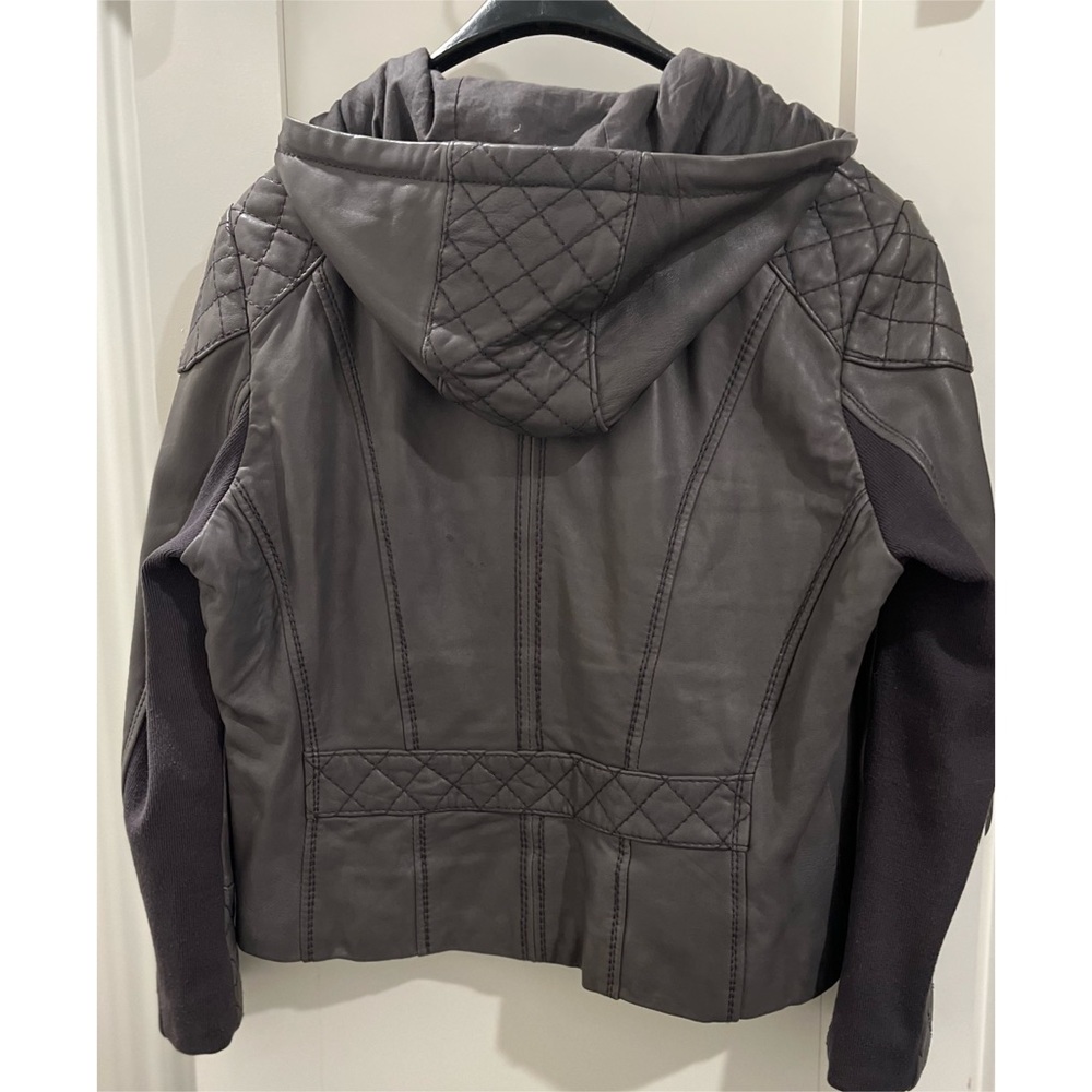 Michael Michael Kors Hooded Leather Motorcycle Jacket - Picture 4 of 7